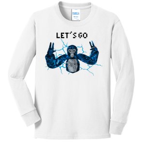 Let's Go Gorilla Gamer Meme Kids Long Sleeve Shirt