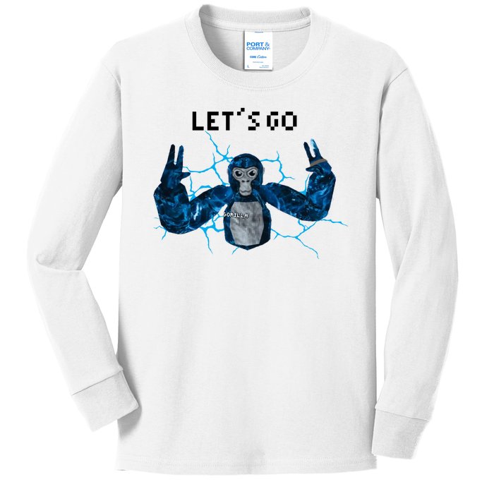 Let's Go Gorilla Gamer Meme Kids Long Sleeve Shirt