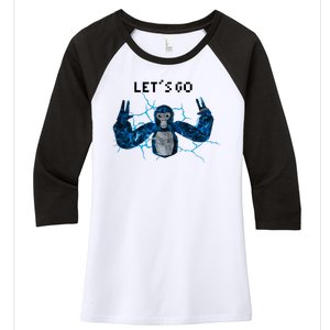 Let's Go Gorilla Gamer Meme Women's Tri-Blend 3/4-Sleeve Raglan Shirt