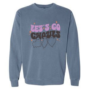 LetS Go Ghouls Cute Ghost Retro Groovy Halloween Great Gift Garment-Dyed Sweatshirt