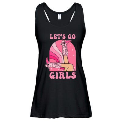 Lets Go Girl Western Cowgirls Pink Groovy Bachelorette Ladies Essential Flowy Tank