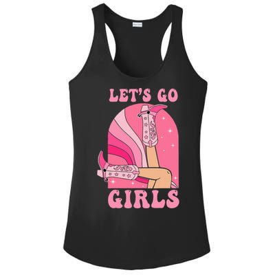 Lets Go Girl Western Cowgirls Pink Groovy Bachelorette Ladies PosiCharge Competitor Racerback Tank