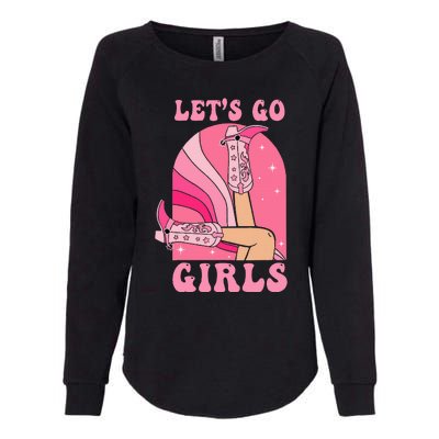 Lets Go Girl Western Cowgirls Pink Groovy Bachelorette Womens California Wash Sweatshirt