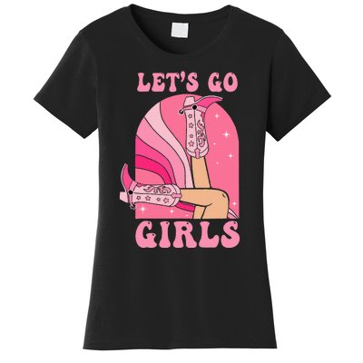 Lets Go Girl Western Cowgirls Pink Groovy Bachelorette Women's T-Shirt