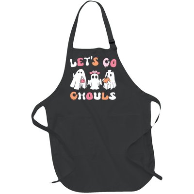 Lets Go Ghouls Halloween Ghost Full-Length Apron With Pockets