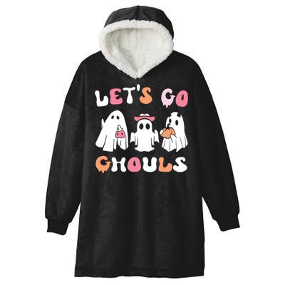 Lets Go Ghouls Halloween Ghost Hooded Wearable Blanket