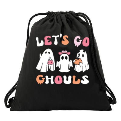 Lets Go Ghouls Halloween Ghost Drawstring Bag