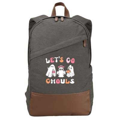 Lets Go Ghouls Halloween Ghost Cotton Canvas Backpack