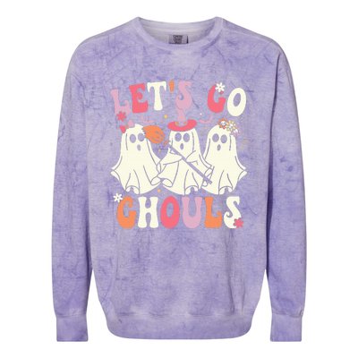 Lets Go Ghouls Halloween Ghost Costume Retro Groovy Colorblast Crewneck Sweatshirt