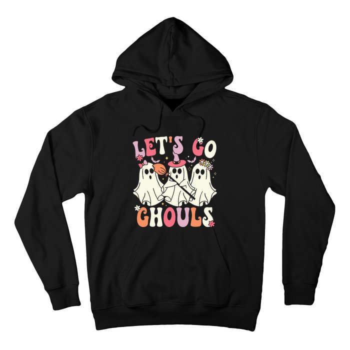 Lets Go Ghouls Halloween Ghost Costume Retro Groovy Hoodie