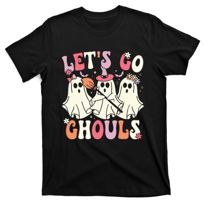 Lets Go Ghouls Halloween Ghost Costume Retro Groovy T-Shirt