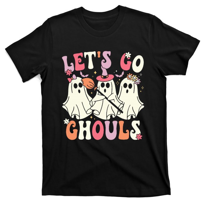 Lets Go Ghouls Halloween Ghost Costume Retro Groovy T-Shirt