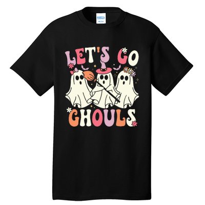 Lets Go Ghouls Halloween Ghost Costume Retro Groovy Tall T-Shirt