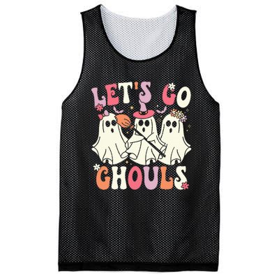 Lets Go Ghouls Halloween Ghost Costume Retro Groovy Mesh Reversible Basketball Jersey Tank