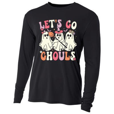 Lets Go Ghouls Halloween Ghost Costume Retro Groovy Cooling Performance Long Sleeve Crew