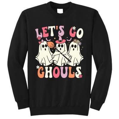 Lets Go Ghouls Halloween Ghost Costume Retro Groovy Tall Sweatshirt