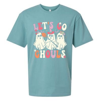 Lets Go Ghouls Halloween Ghost Costume Retro Groovy Sueded Cloud Jersey T-Shirt