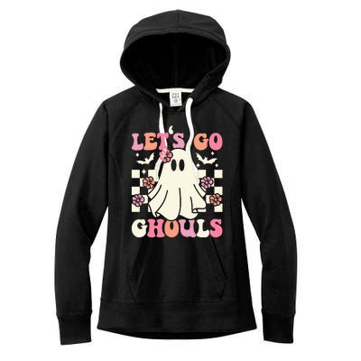 Lets Go Ghouls Halloween Ghost Costume Retro Groovy Women's Fleece Hoodie