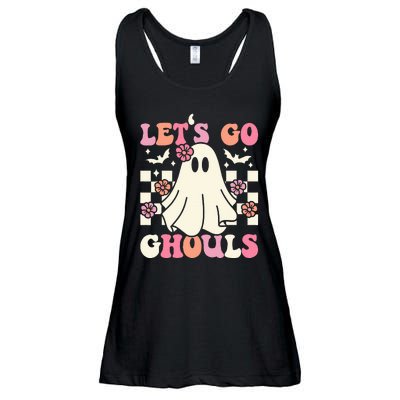 Lets Go Ghouls Halloween Ghost Costume Retro Groovy Ladies Essential Flowy Tank