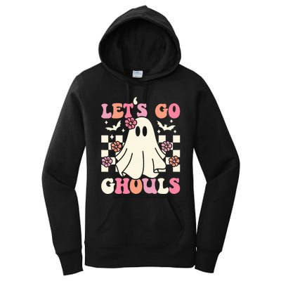 Lets Go Ghouls Halloween Ghost Costume Retro Groovy Women's Pullover Hoodie