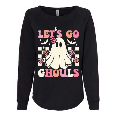 Lets Go Ghouls Halloween Ghost Costume Retro Groovy Womens California Wash Sweatshirt