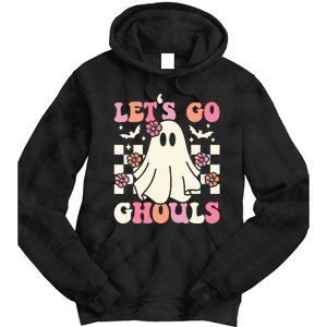 Lets Go Ghouls Halloween Ghost Costume Retro Groovy Tie Dye Hoodie