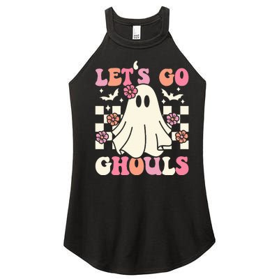 Lets Go Ghouls Halloween Ghost Costume Retro Groovy Women's Perfect Tri Rocker Tank