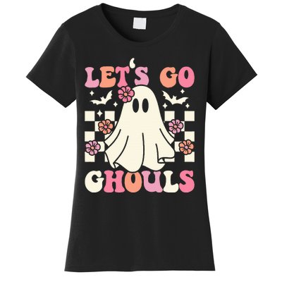 Lets Go Ghouls Halloween Ghost Costume Retro Groovy Women's T-Shirt