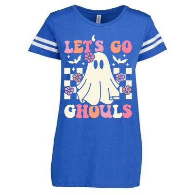 Lets Go Ghouls Halloween Ghost Costume Retro Groovy Enza Ladies Jersey Football T-Shirt