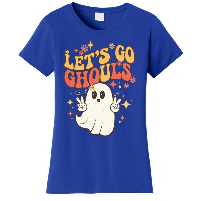 Lets Go Ghouls Ghost Cartoon Halloween Spooky Fun Gift Women's T-Shirt