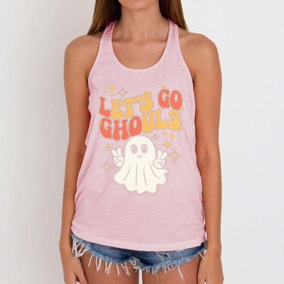 Lets Go Ghouls Ghost Halloween Spirit Costume Fun Gift Women's Knotted Racerback Tank