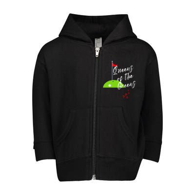 Ladies Golf Greens Women Queens Love Golfing Leagues Toddler Zip Fleece Hoodie