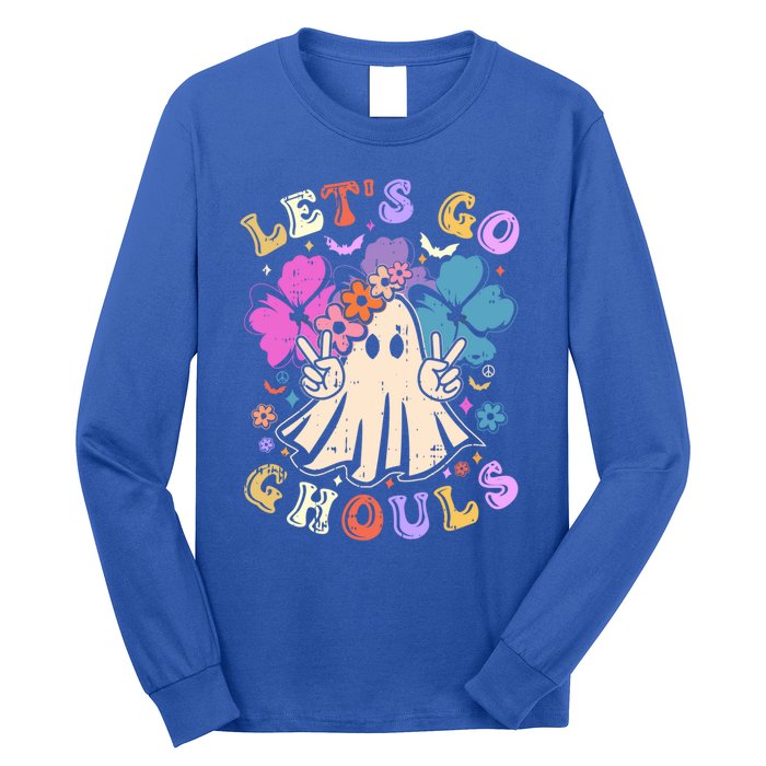 Lets Go Ghouls Halloween Design Retro Cute Boo Ghost Gift Long Sleeve Shirt