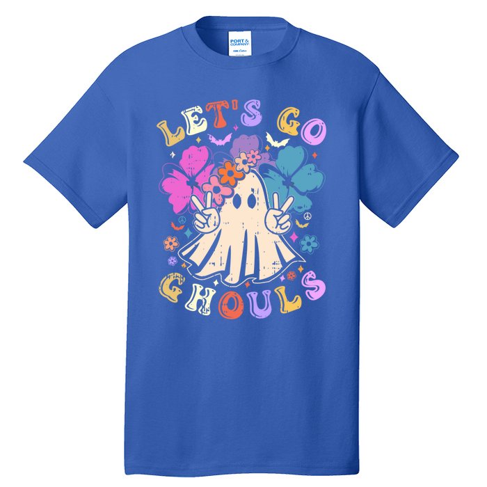 Lets Go Ghouls Halloween Design Retro Cute Boo Ghost Gift Tall T-Shirt