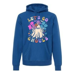 Lets Go Ghouls Halloween Design Retro Cute Boo Ghost Gift Premium Hoodie