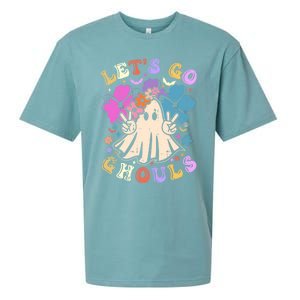 Lets Go Ghouls Halloween Design Retro Cute Boo Ghost Gift Sueded Cloud Jersey T-Shirt