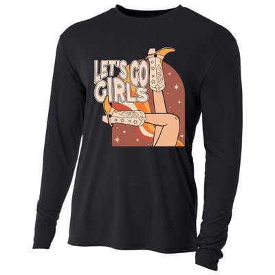 Lets Go Girls Cowgirl Boots Country Bachelorette Party Cooling Performance Long Sleeve Crew