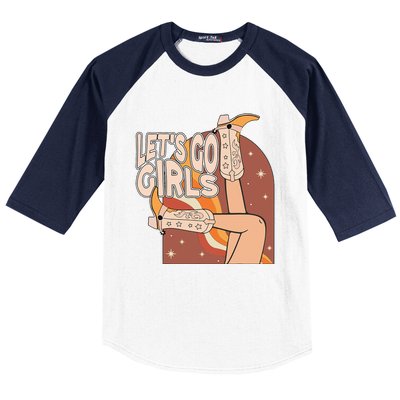 Lets Go Girls Cowgirl Boots Country Bachelorette Party Baseball Sleeve Shirt