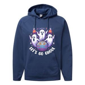 Lets Go Ghouls Retro Halloween Ghost Gift Performance Fleece Hoodie