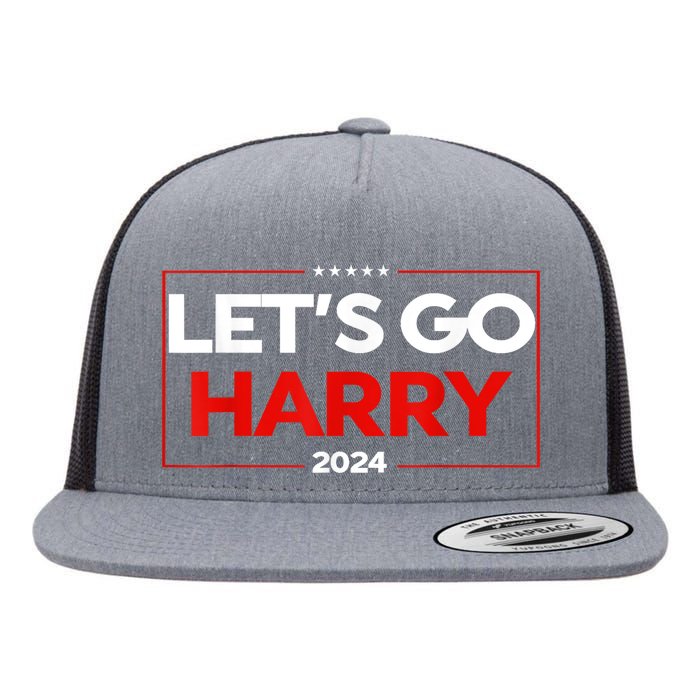 LetS Go Harry YouRe Voting Trump Today Us Flag Vintage Flat Bill Trucker Hat