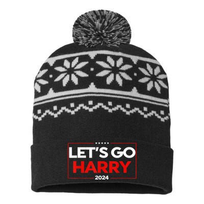 LetS Go Harry YouRe Voting Trump Today Us Flag Vintage USA-Made Snowflake Beanie