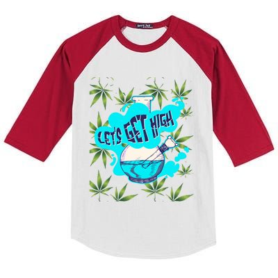 Let's Get High Marijuana Bong Great Gift Kids Colorblock Raglan Jersey