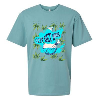 Let's Get High Marijuana Bong Gift Sueded Cloud Jersey T-Shirt