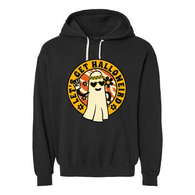 Let's Get Halloweird 60s Hippie Ghost Halloween Garment-Dyed Fleece Hoodie