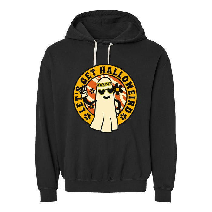 Let's Get Halloweird 60s Hippie Ghost Halloween Garment-Dyed Fleece Hoodie