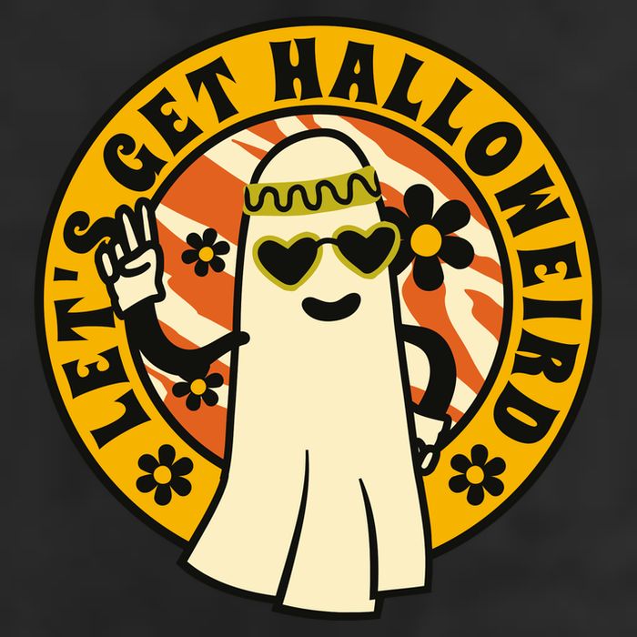 Let's Get Halloweird 60s Hippie Ghost Halloween Garment-Dyed Fleece Hoodie