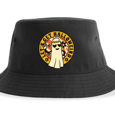 Let's Get Halloweird 60s Hippie Ghost Halloween Sustainable Bucket Hat