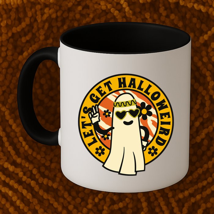 Let's Get Halloweird 60s Hippie Ghost Halloween Mug