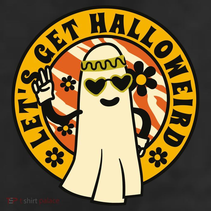 Let's Get Halloweird 60s Hippie Ghost Halloween 11oz C Handle Ceramic Mug