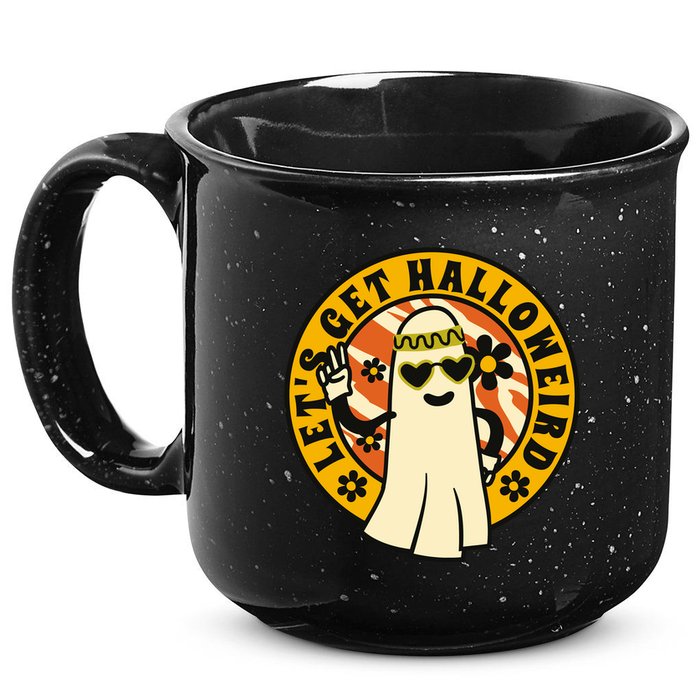 Let's Get Halloweird 60s Hippie Ghost Halloween 15oz Campfire Ceramic Mug